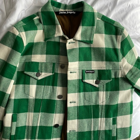 Palm Angelslogo print checked overshirt